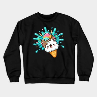 Tilted lama ice cream Crewneck Sweatshirt